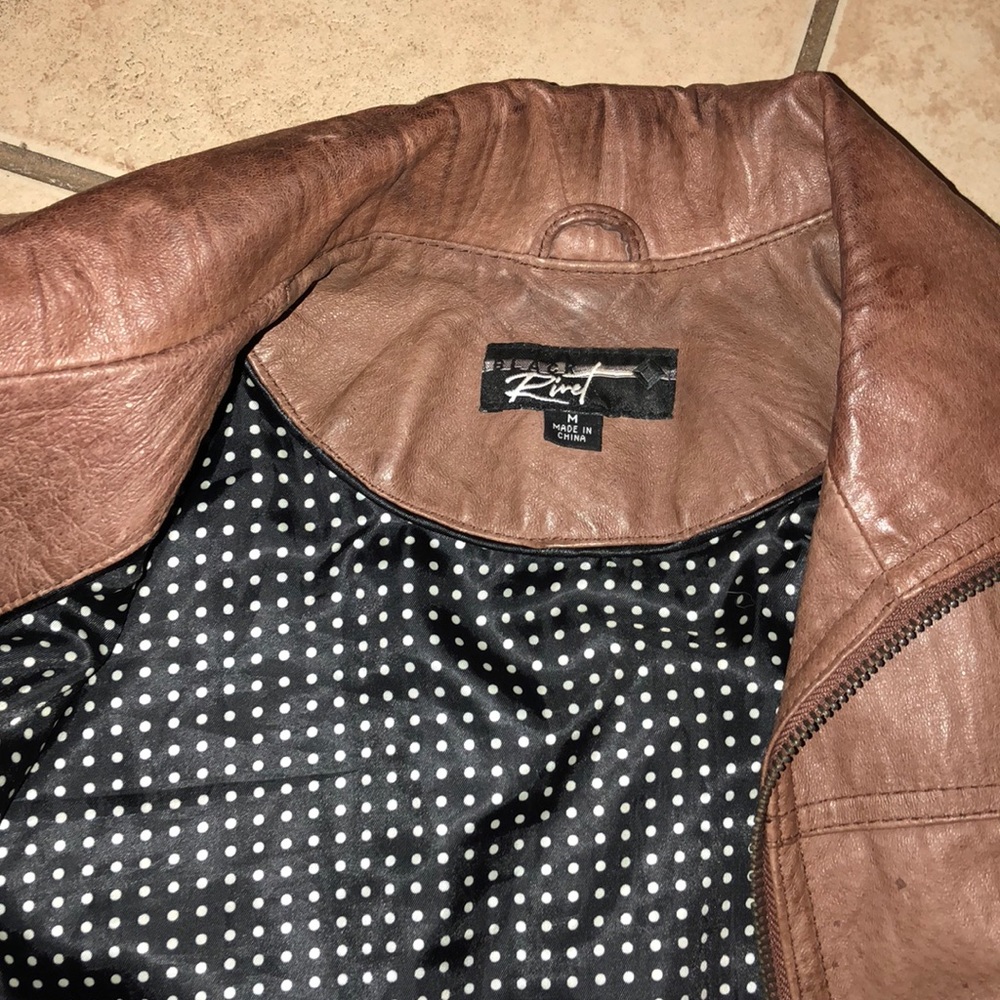 Black rivet Women bomber jacket 100% leather sz M - Picture 6 of 7